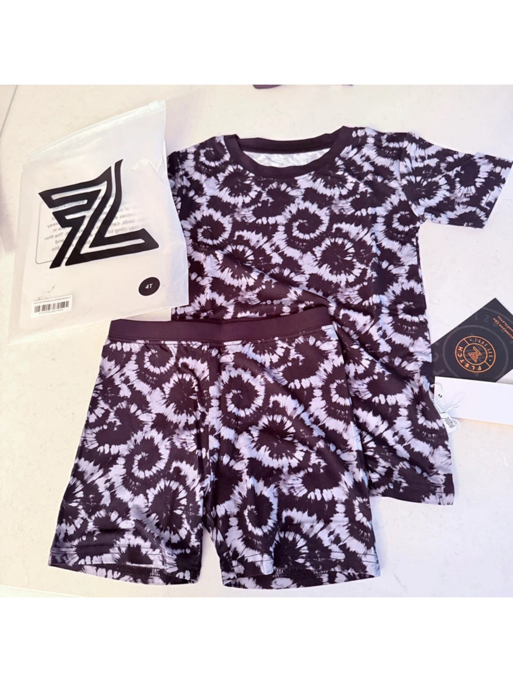 Fletch black grey tie dye two piece short sleeve pajamas